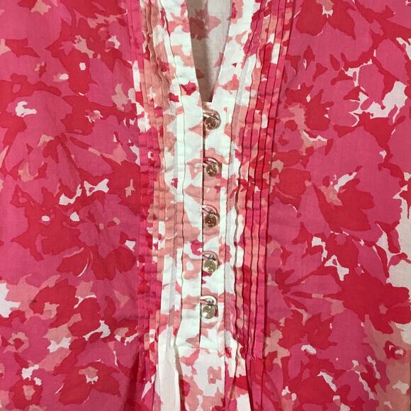 Liz Claiborne New York Pink Floral Round Neck 3/4 Sleeve Top XL - Picture 7 of 8